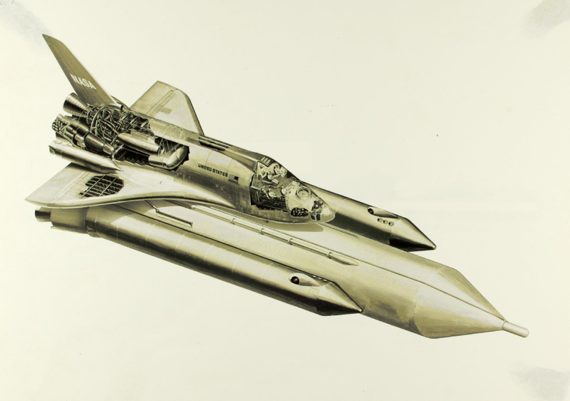 Illustration for article titled This concept art from the Shuttle Program's early days is gorgeous, deliciously retro